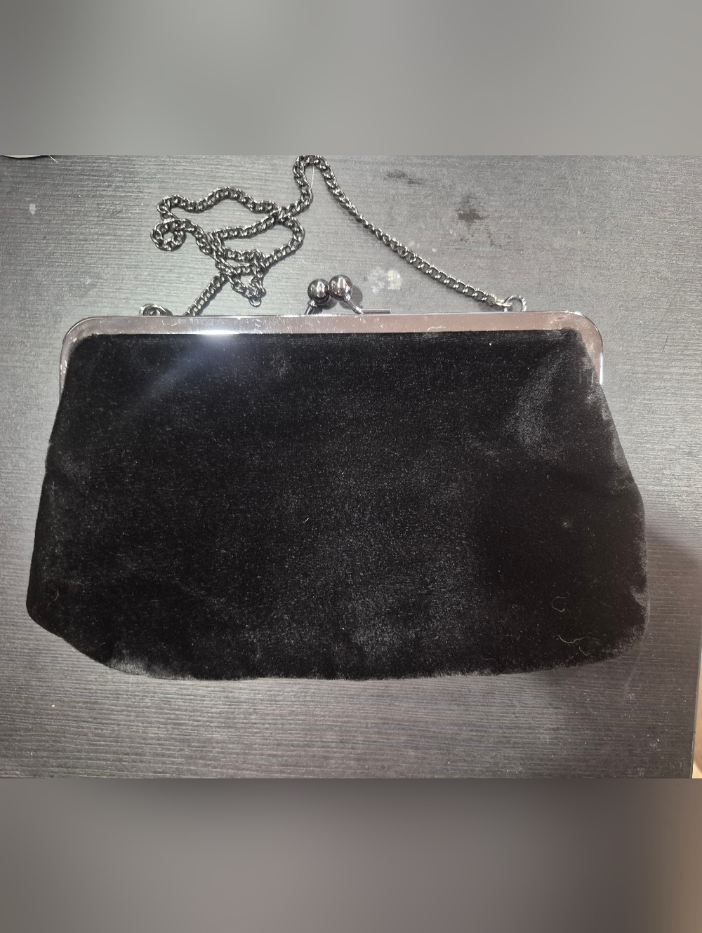Paradox Classic Black Velvet Clutch with Chain Strap